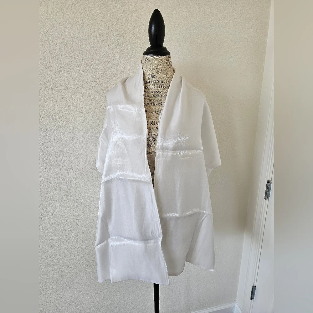 Soft White Dress Scarf by Cejon Smooth Finish Lightweight Wrap